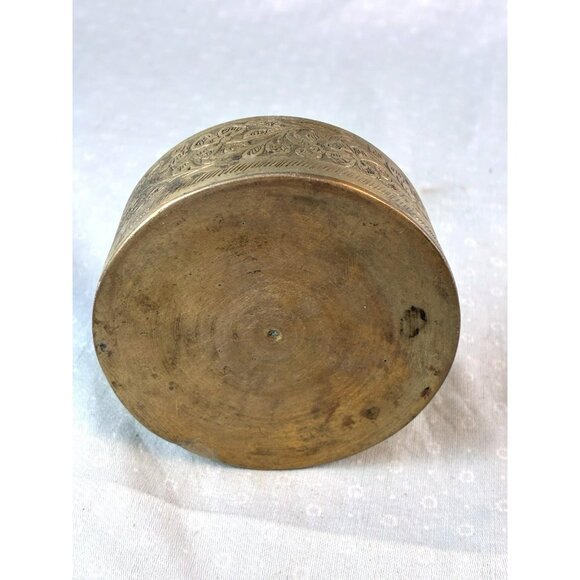 VTG Hand Etched Brass Ashtray Floral Pattern India Boho Decor Trinket Dish - Picture 7 of 7